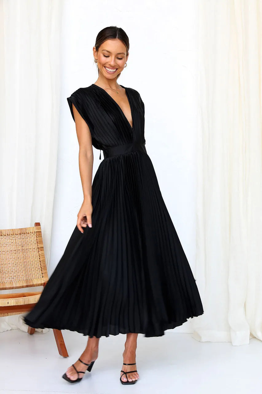 Pleated Skirt Women's Solid Color