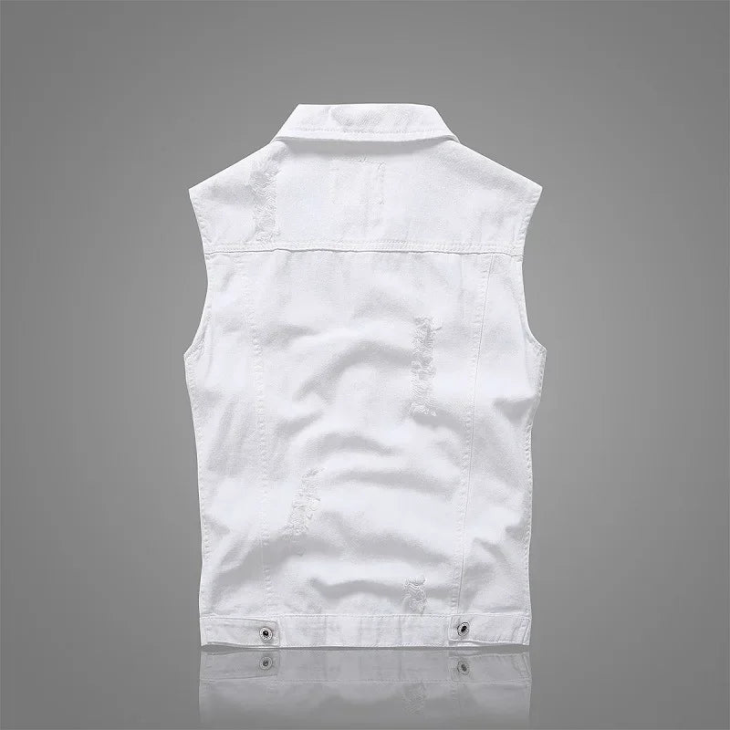 Summer Mens Ripped Denim Vest