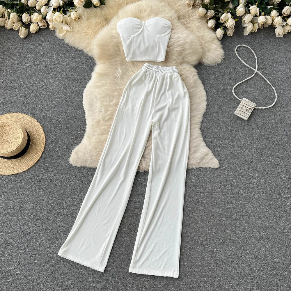 Women Solid Sexy Two Pieces Sets
