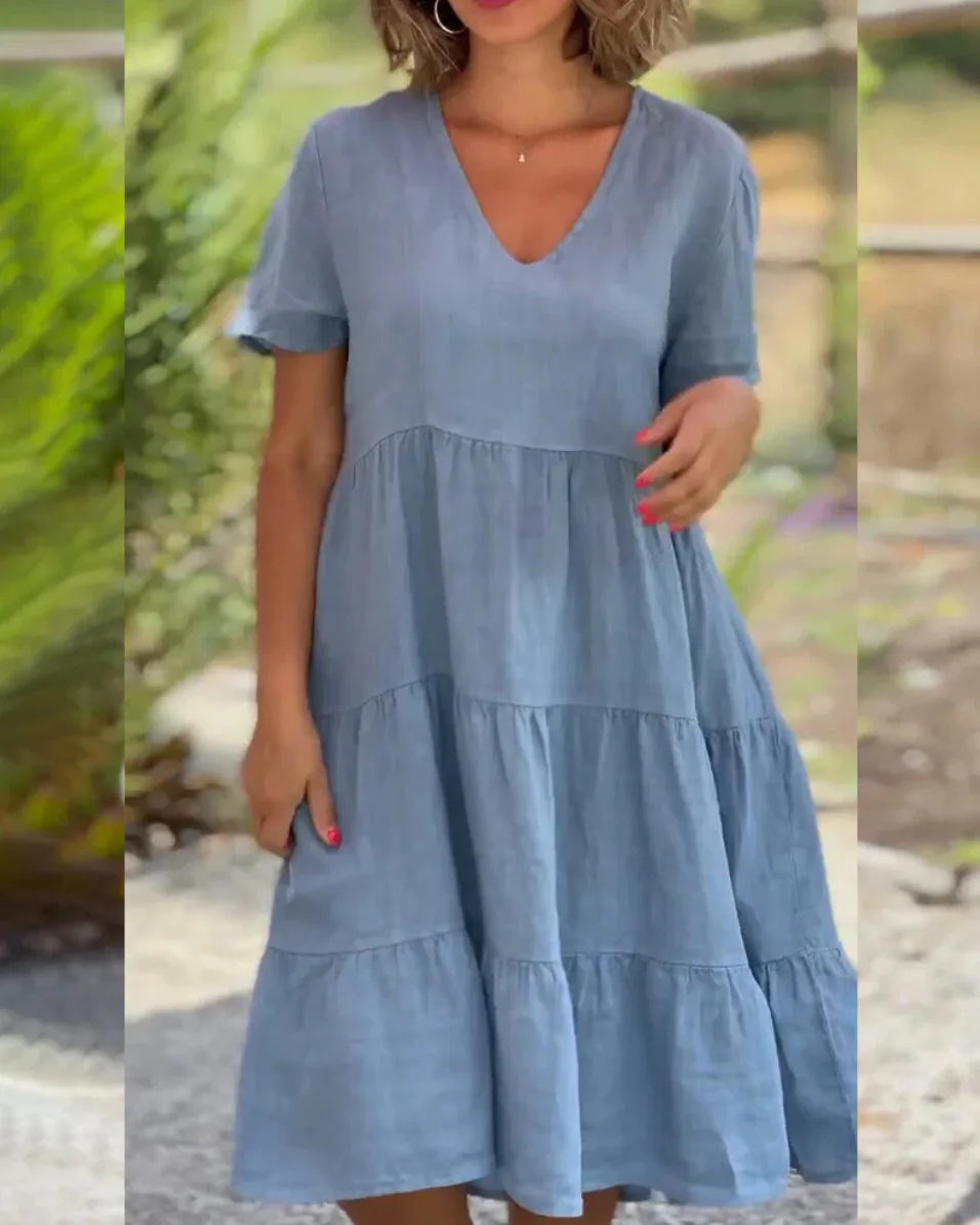 Women V Neck Short Sleeve
