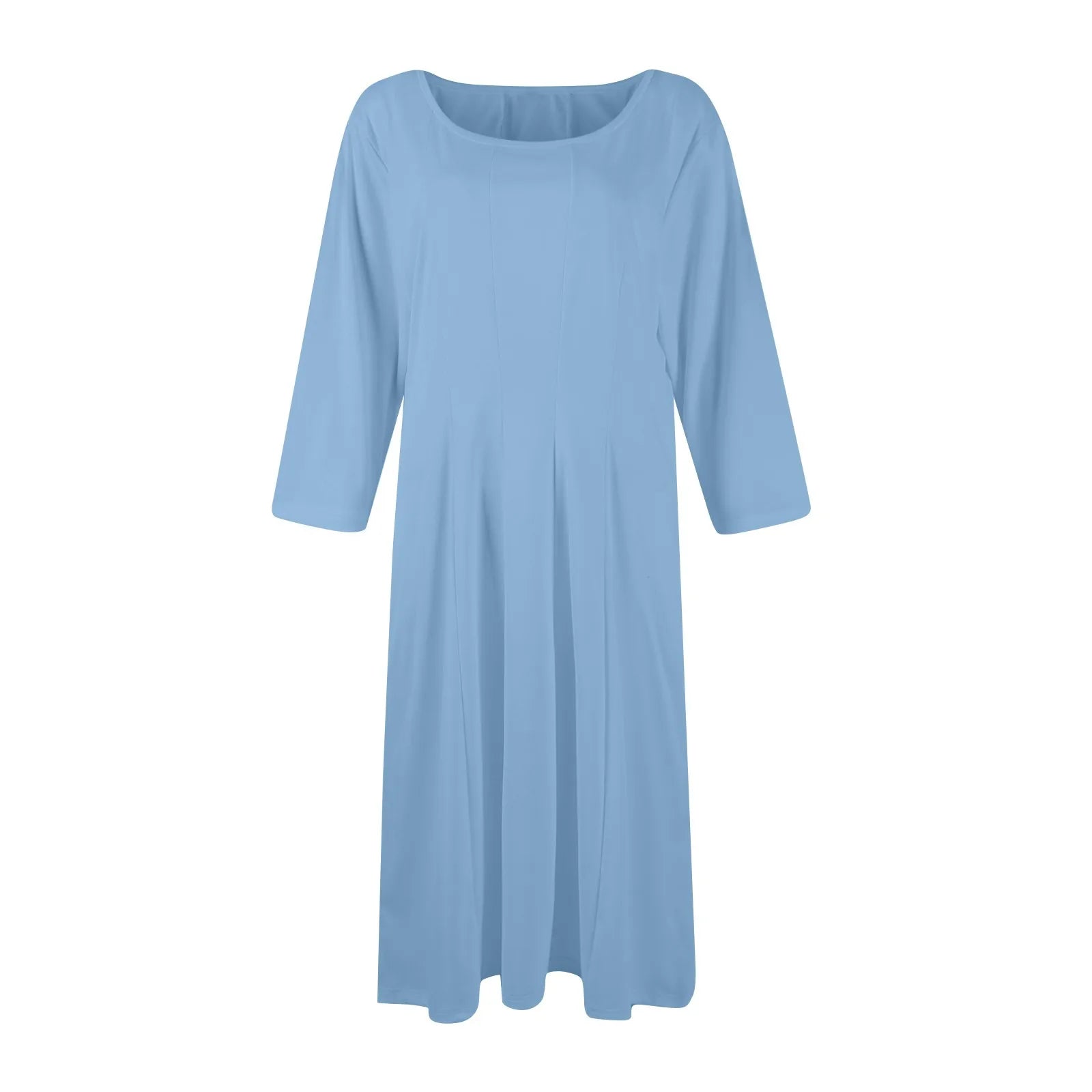 Three Quarter Sleeve Solid Color Dress