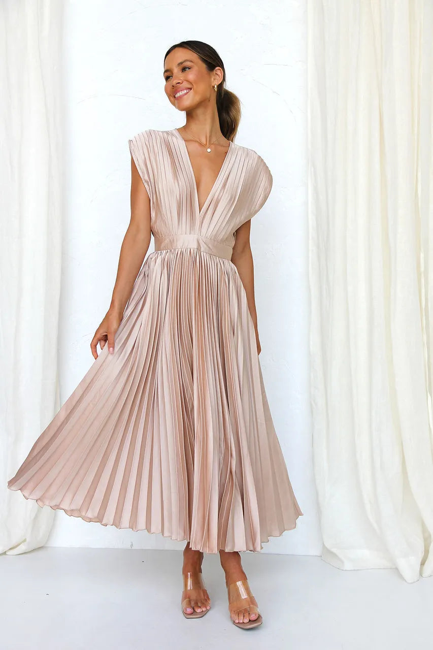 Pleated Skirt Women's Solid Color