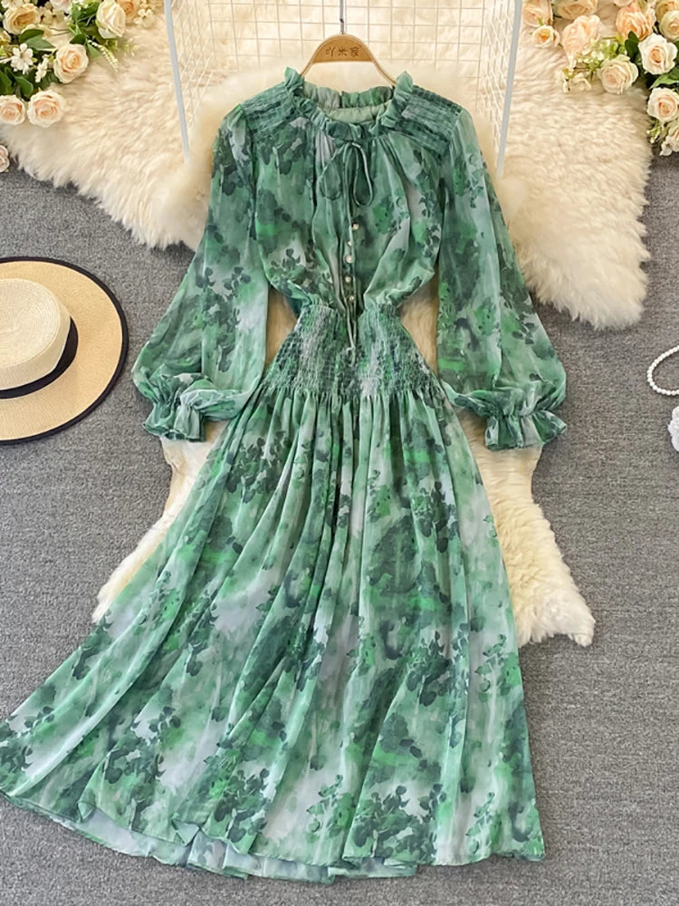 Autumn Women Printed Long Dress