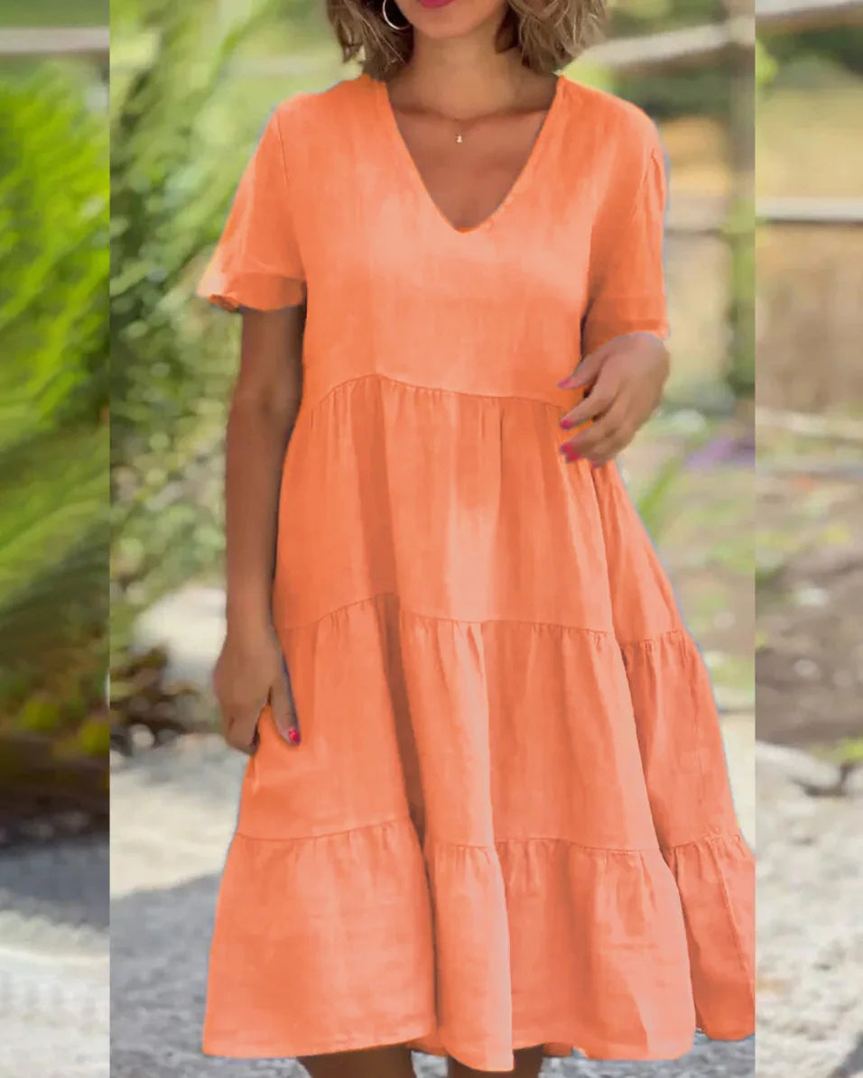 Women V Neck Short Sleeve
