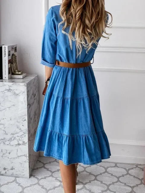 Women Solid Color Casual Dress