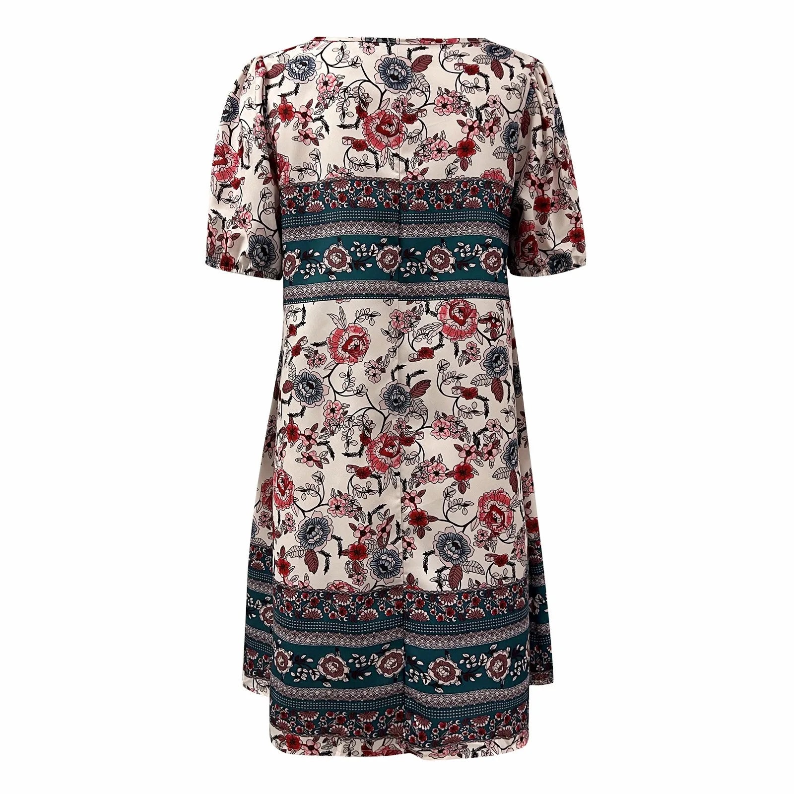 Women Boho Floral Print Tie Up Dresses
