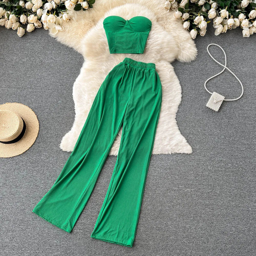 Women Solid Sexy Two Pieces Sets