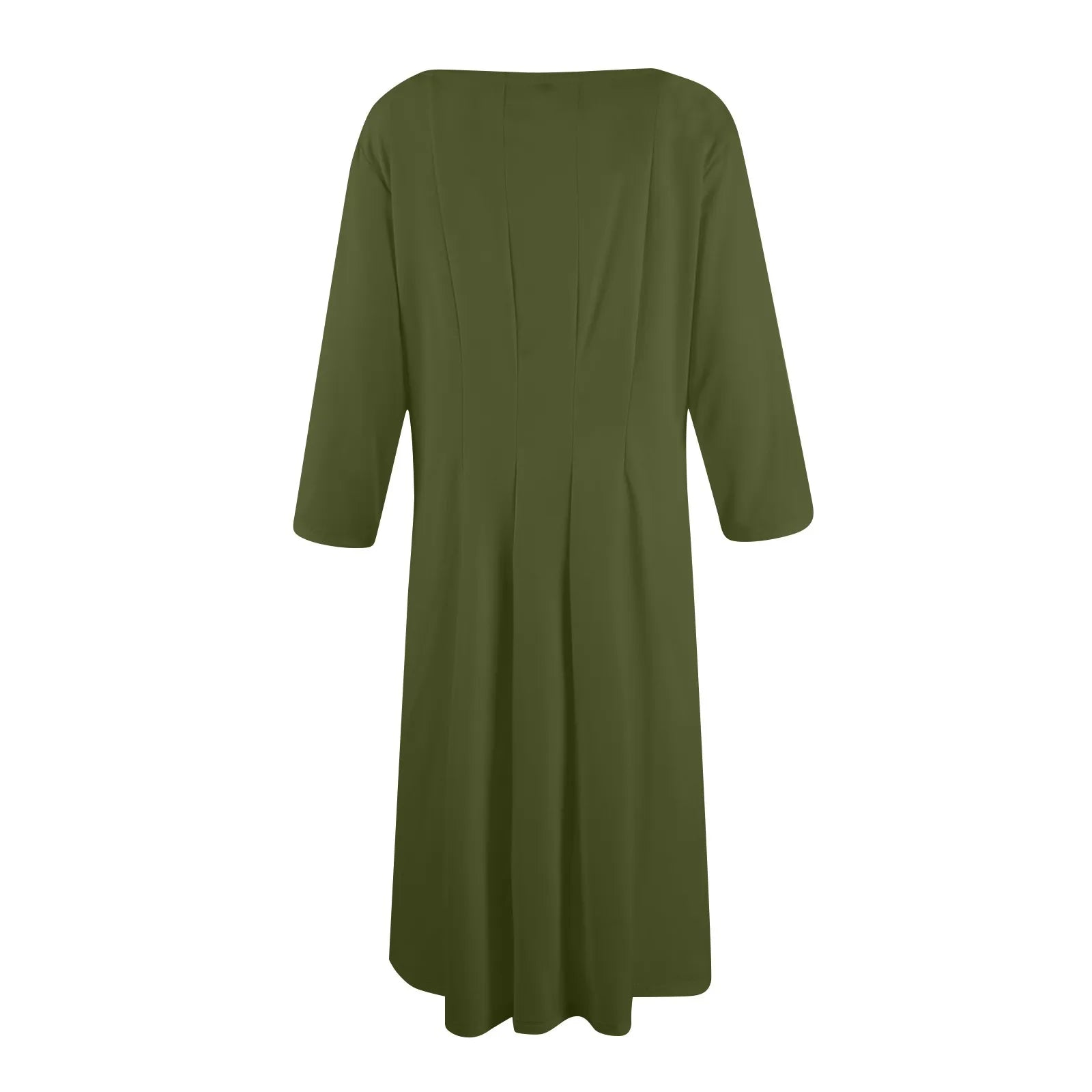 Three Quarter Sleeve Solid Color Dress