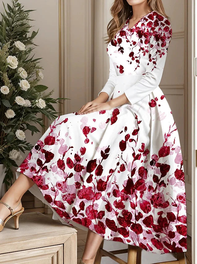 Casual Floral Print Vintage Dress