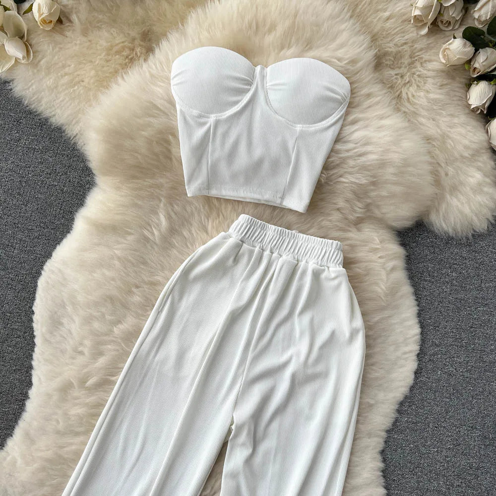 Women Solid Sexy Two Pieces Sets