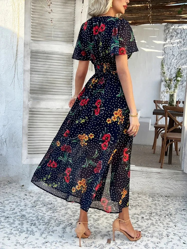 Short Sleeve Maxi Dress Long Skirt