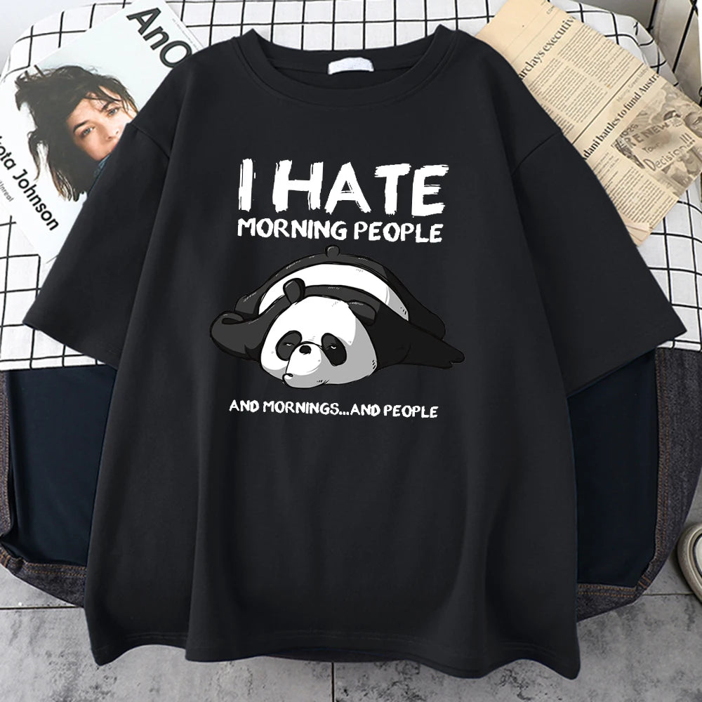 Lazy Panda I Hate Morning People Cartoons Short Sleeve