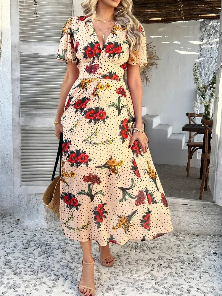 Short Sleeve Maxi Dress Long Skirt