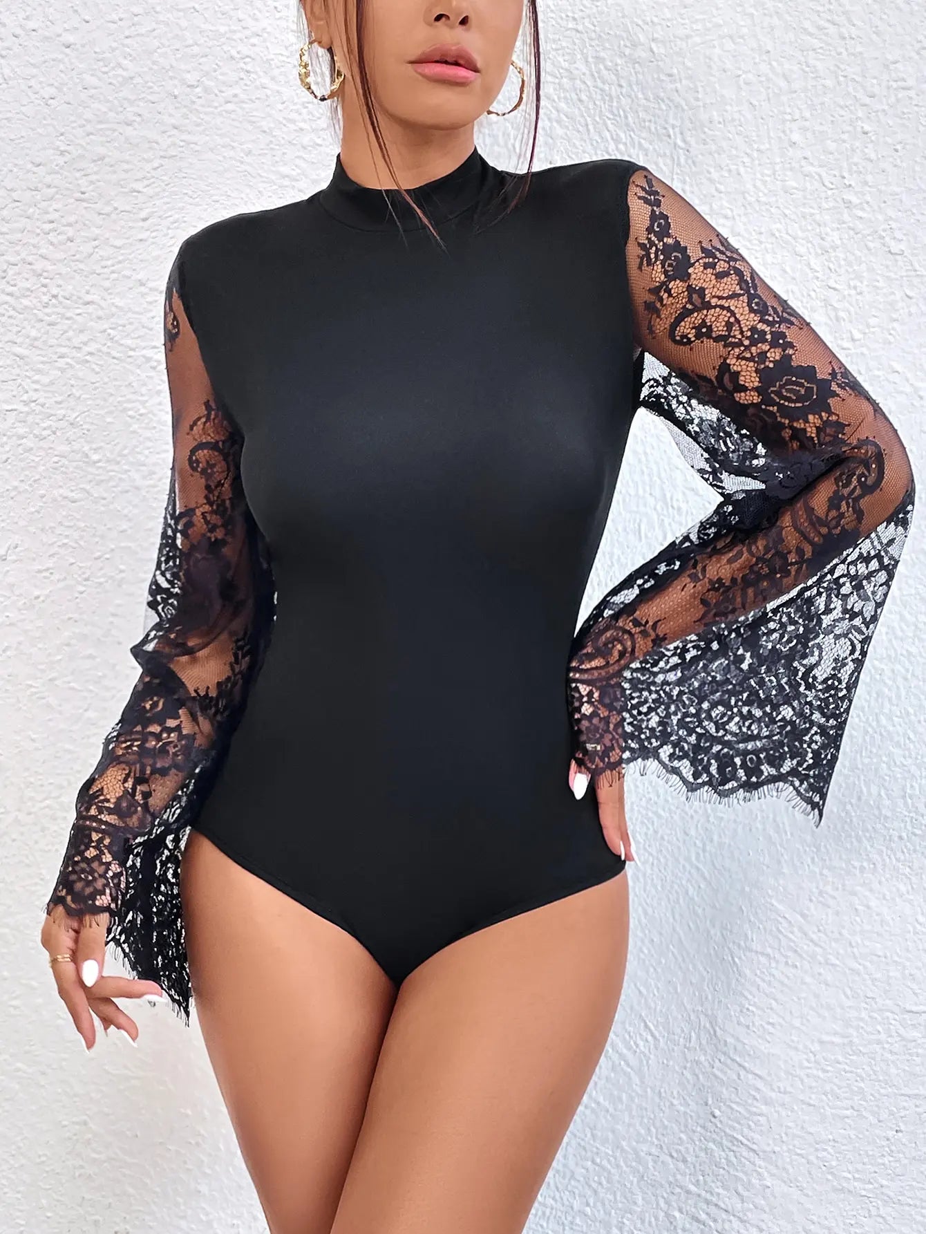 New Summer Cloths Women's Black Lace Patchwork