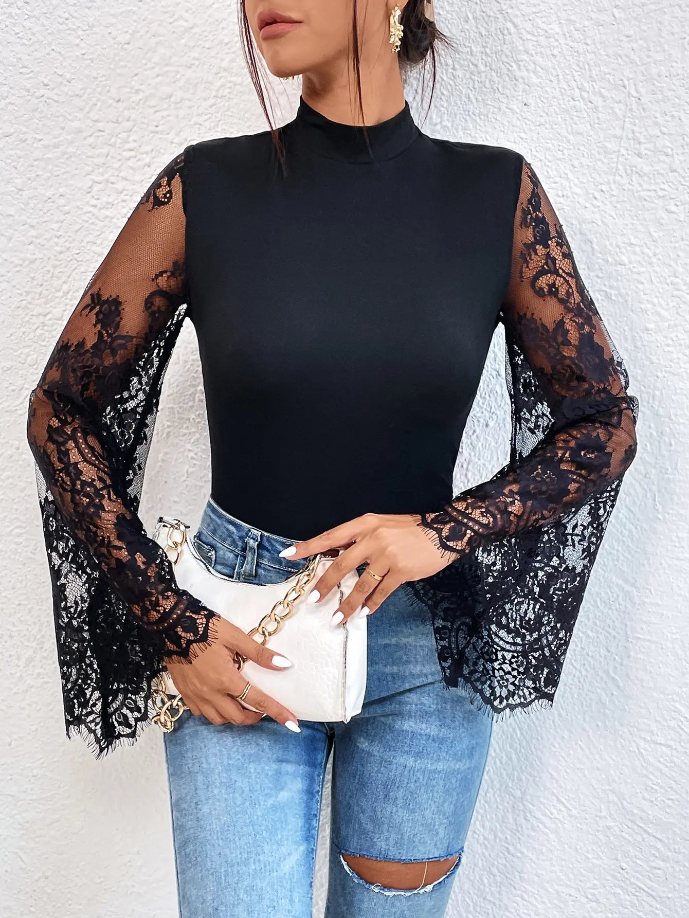 New Summer Cloths Women's Black Lace Patchwork