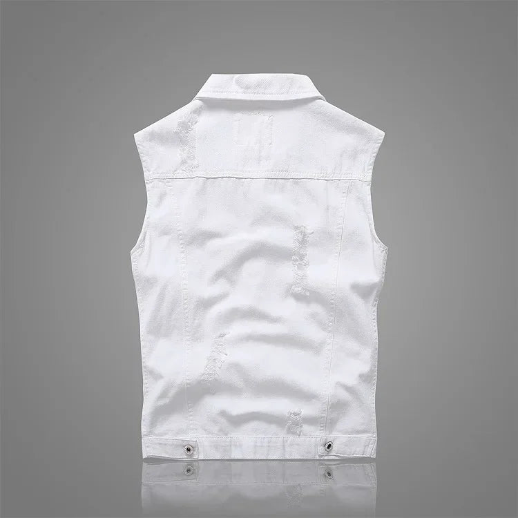 Summer Mens Ripped Denim Vest
