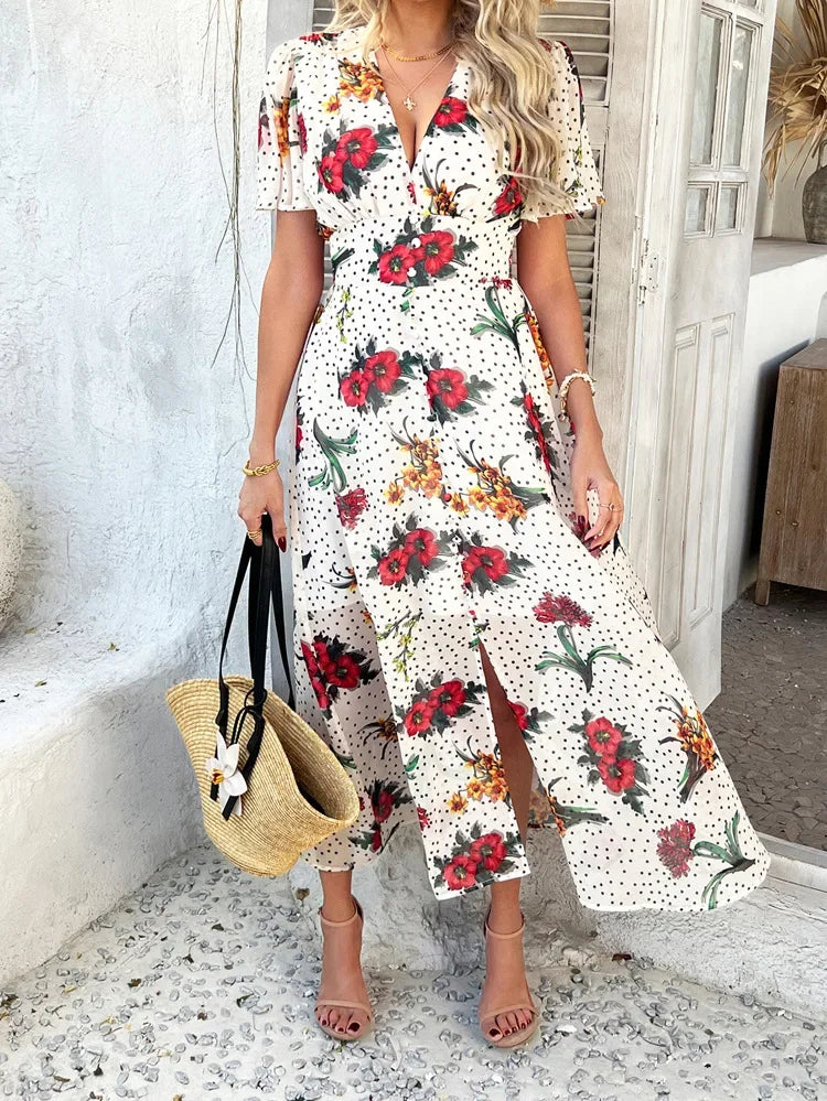 Short Sleeve Maxi Dress Long Skirt