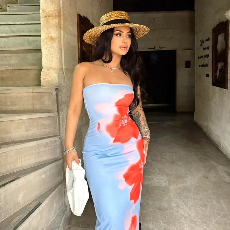 Streetwear Fashion Print Casual Slim Dress