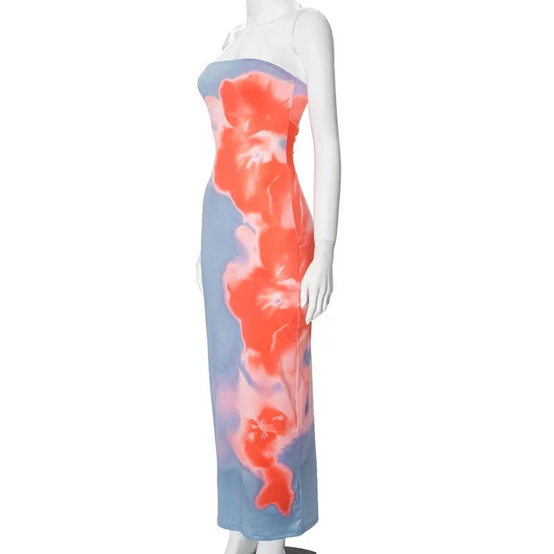 Streetwear Fashion Print Casual Slim Dress
