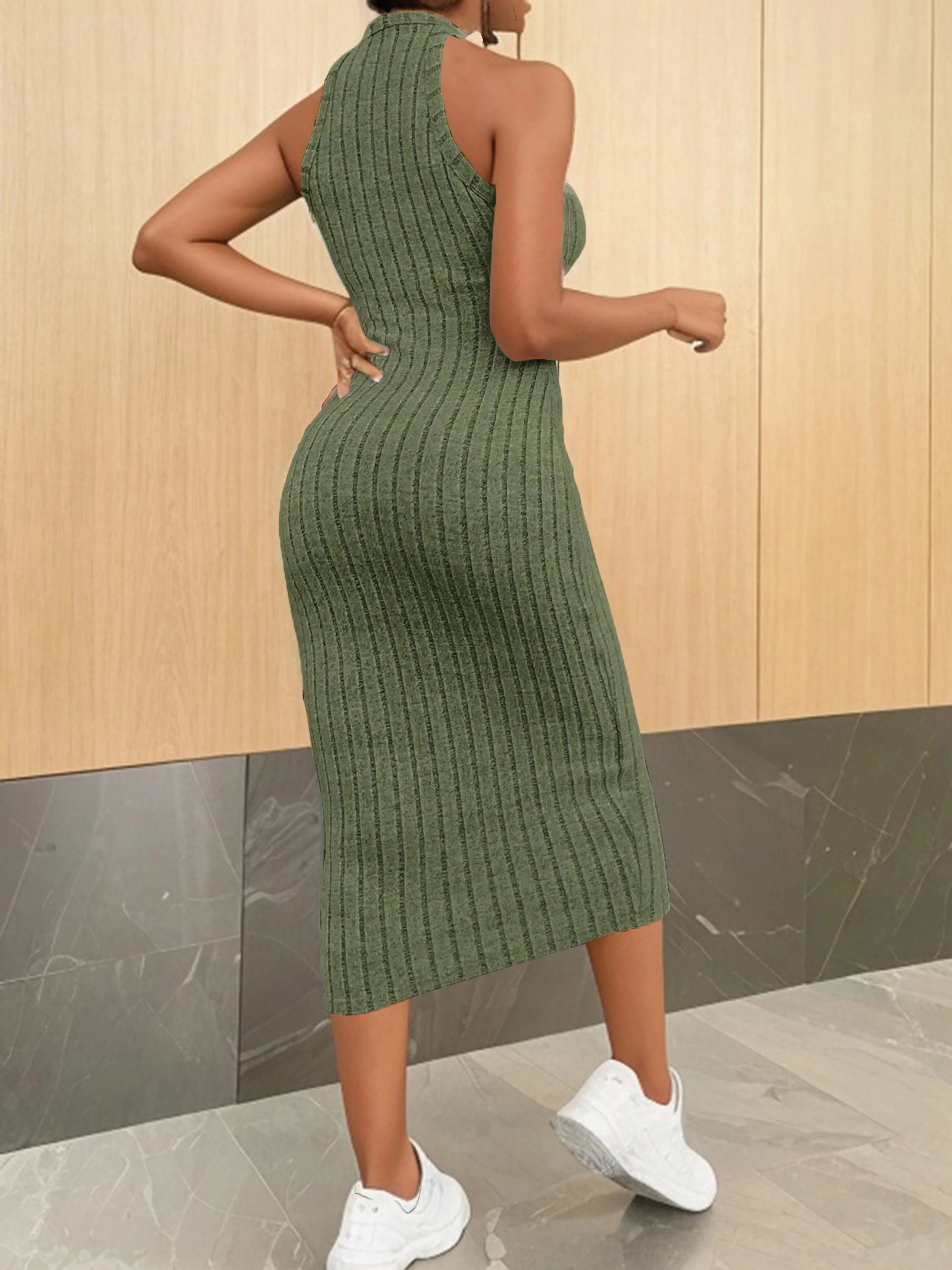 Dresses for Women Solid Halter Neck