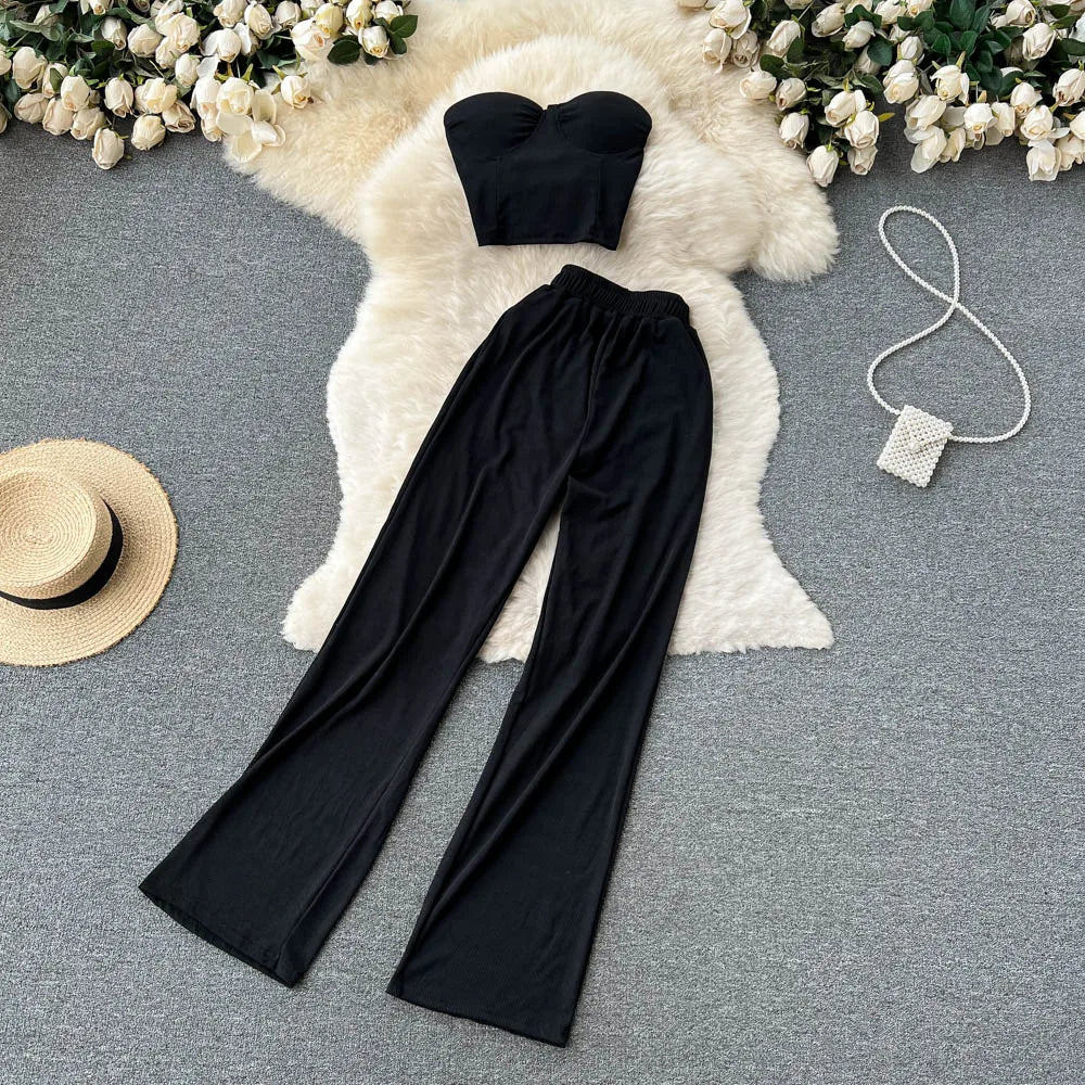 Women Solid Sexy Two Pieces Sets