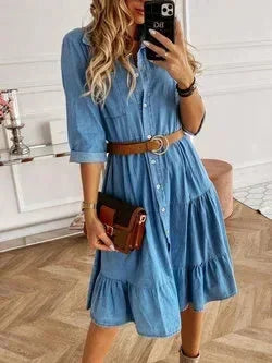 Women Solid Color Casual Dress