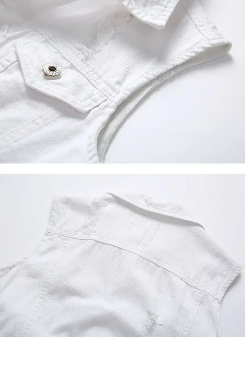 Summer Mens Ripped Denim Vest