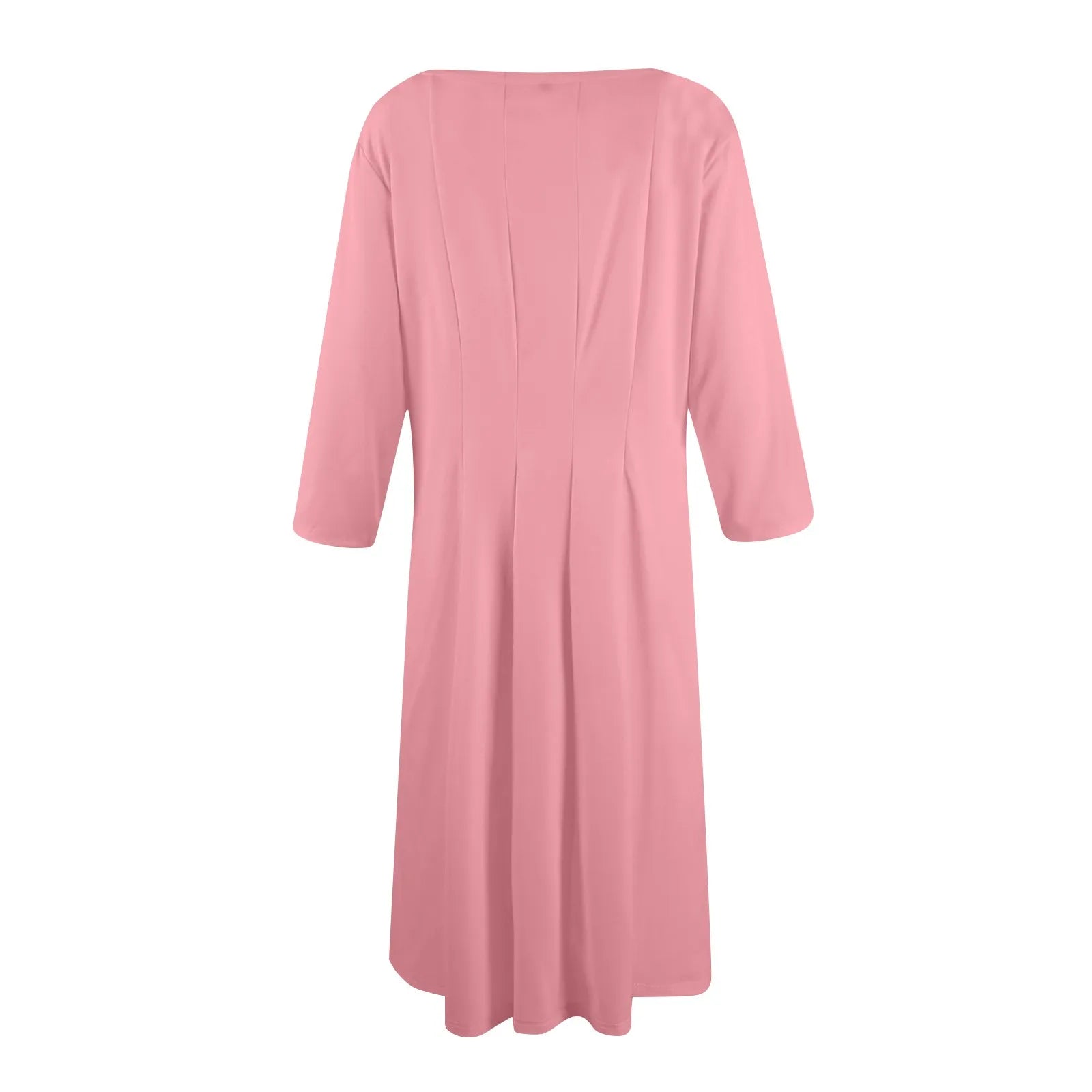 Three Quarter Sleeve Solid Color Dress