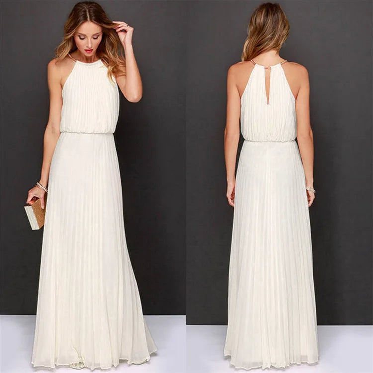 Women's hollow backless pleated skirt