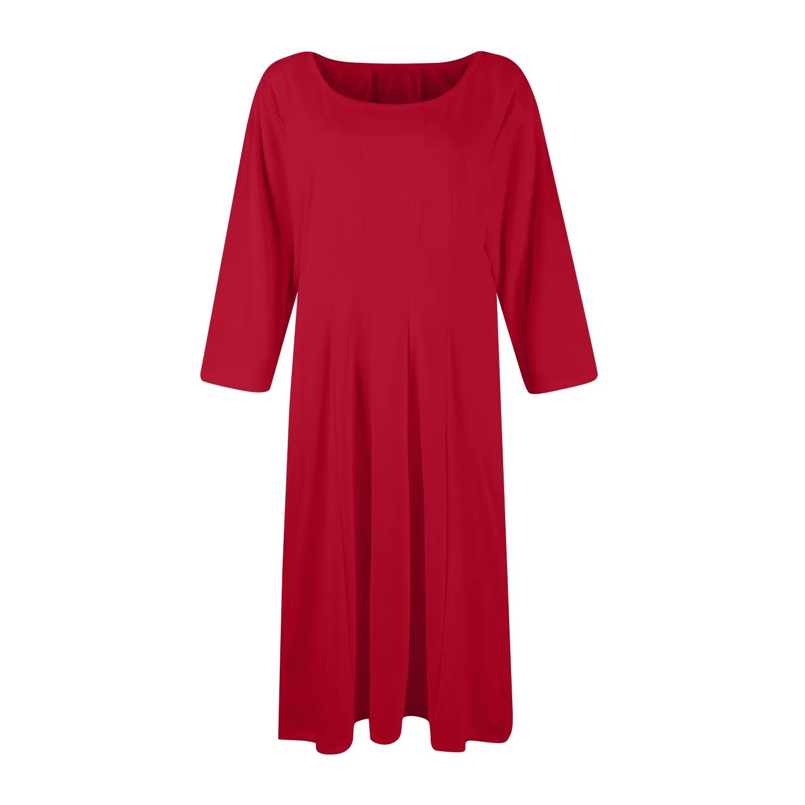Three Quarter Sleeve Solid Color Dress