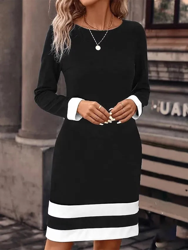 New Fashion Tight Fitting Color Blocked Dress