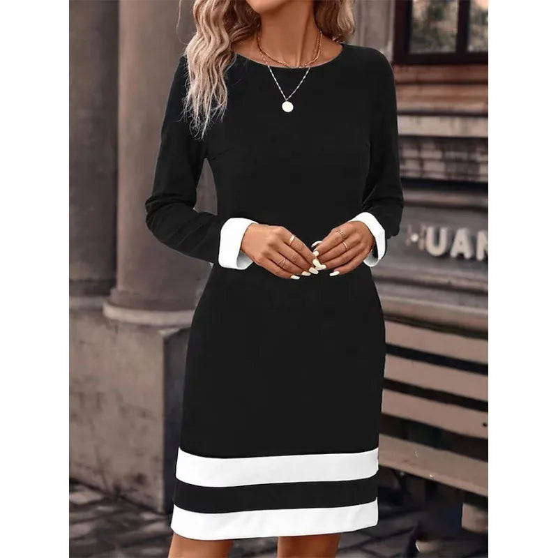 New Fashion Tight Fitting Color Blocked Dress