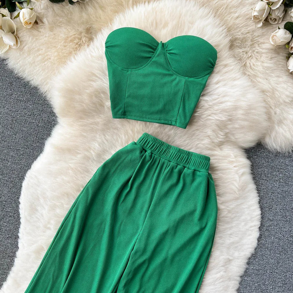 Women Solid Sexy Two Pieces Sets