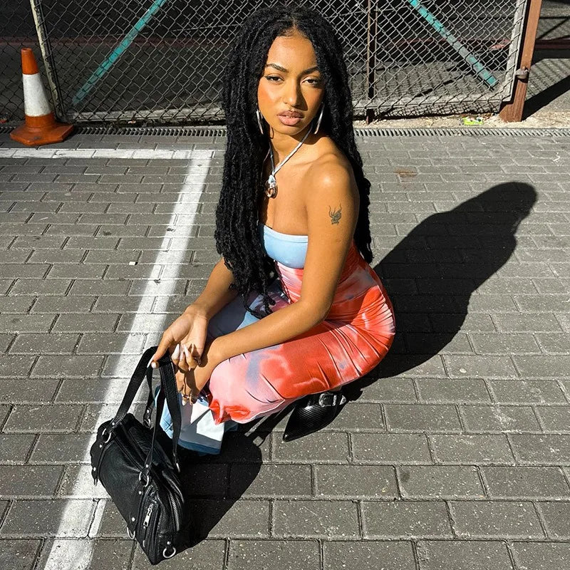 Streetwear Fashion Print Casual Slim Dress