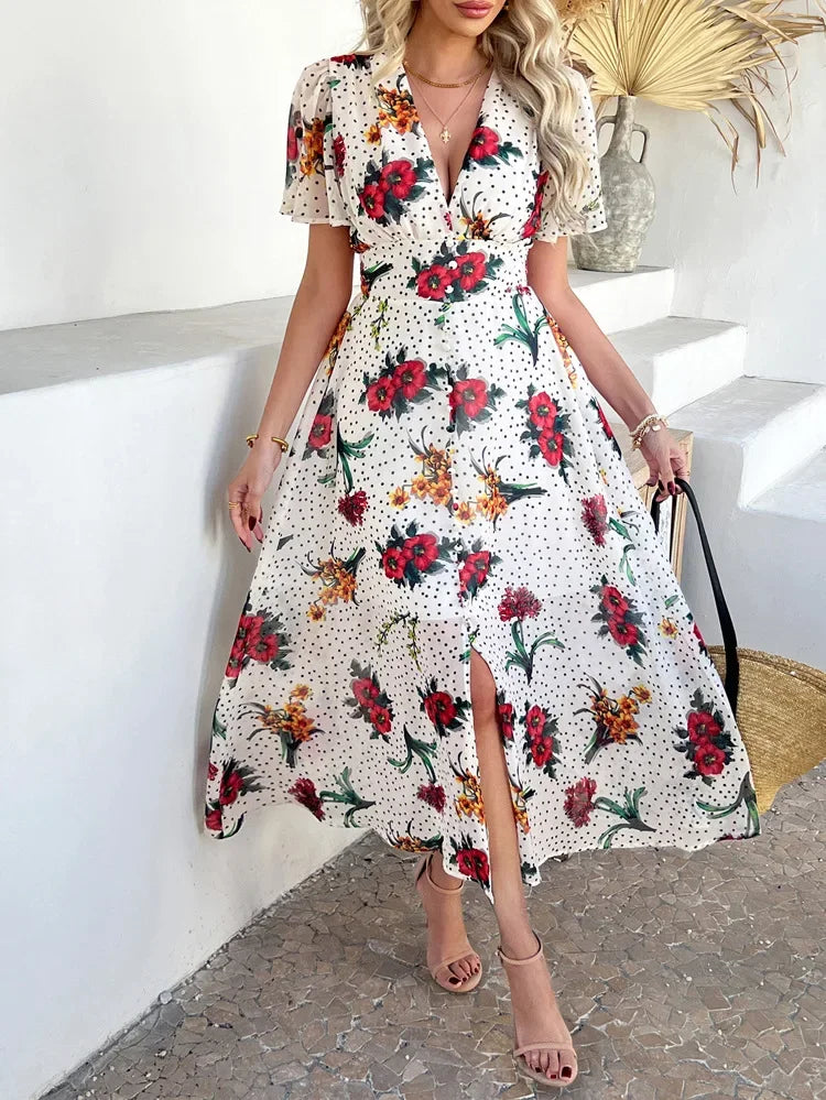 Short Sleeve Maxi Dress Long Skirt