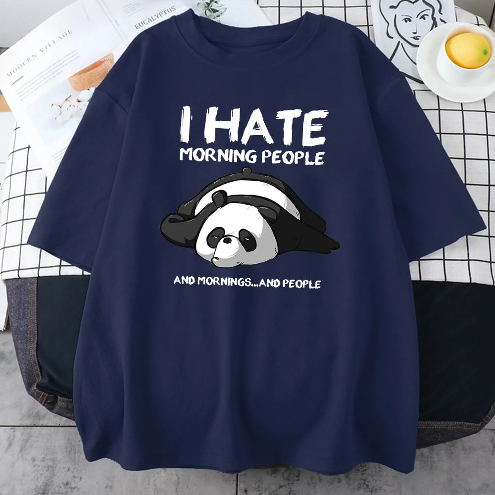 Lazy Panda I Hate Morning People Cartoons Short Sleeve