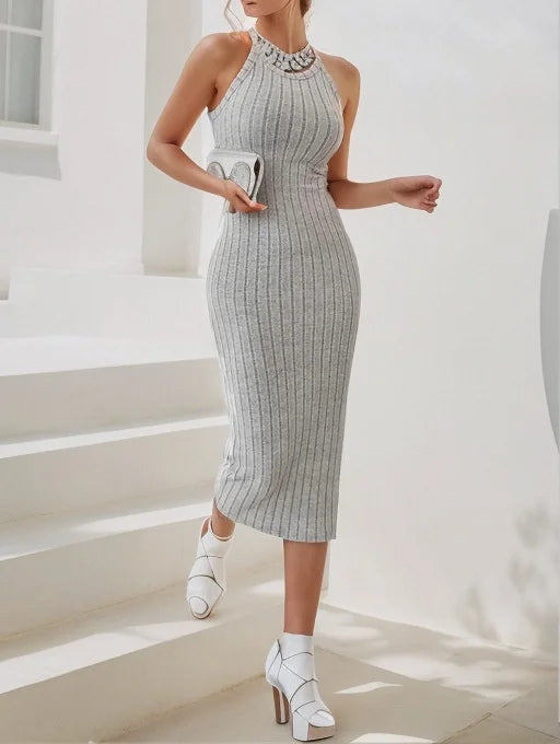 Dresses for Women Solid Halter Neck