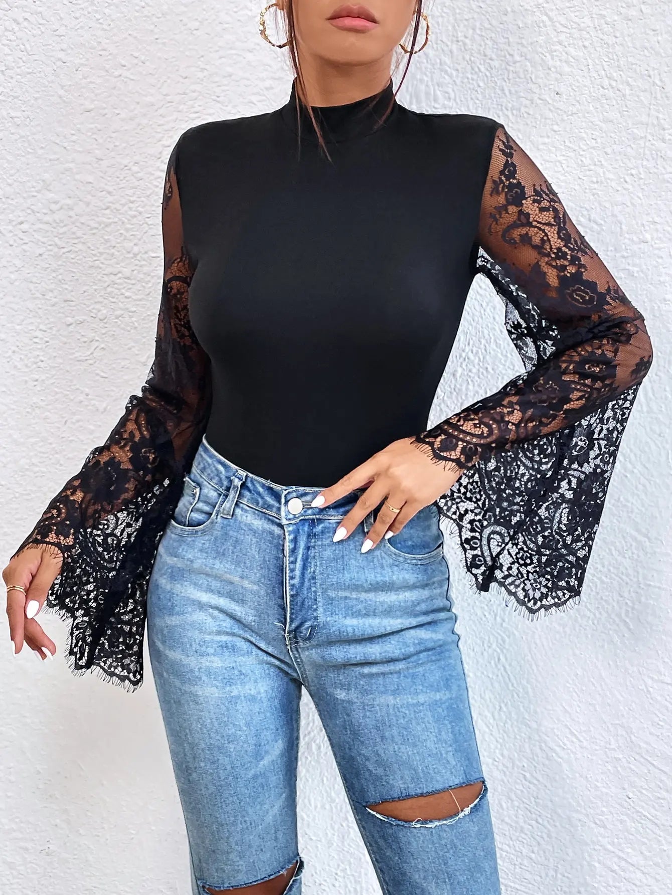 New Summer Cloths Women's Black Lace Patchwork