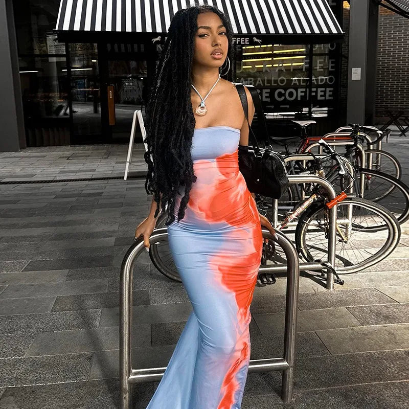 Streetwear Fashion Print Casual Slim Dress
