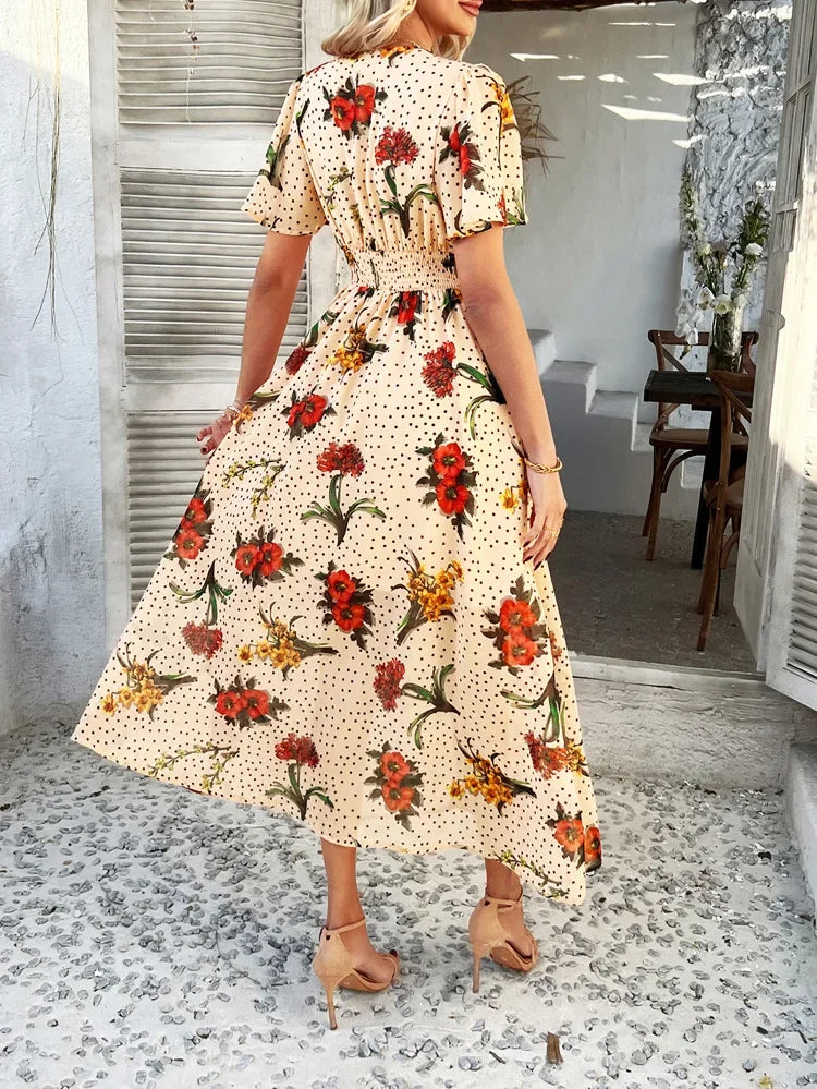 Short Sleeve Maxi Dress Long Skirt