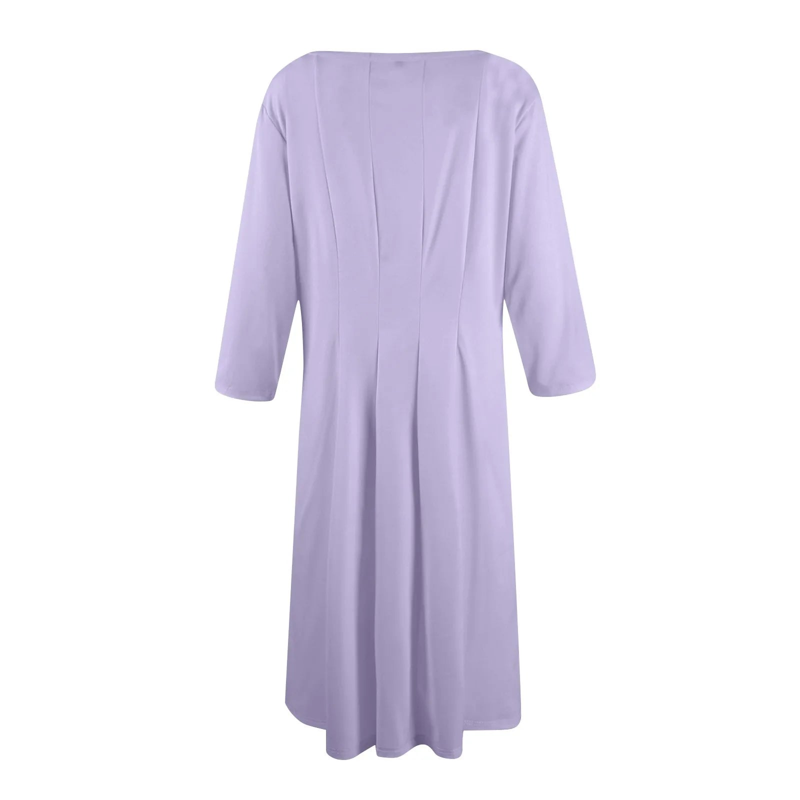 Three Quarter Sleeve Solid Color Dress