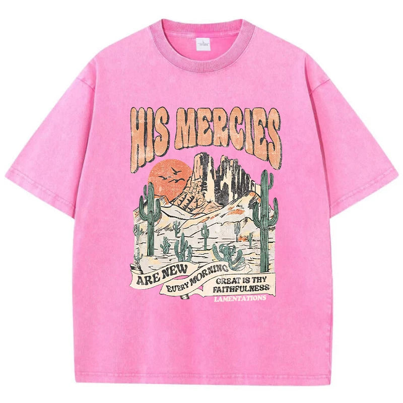 His Mercies Are New Every Morning Female T-Shirt Casual Sport T Shirts Summer Breathable Clothing Cool Street Short Sleeve