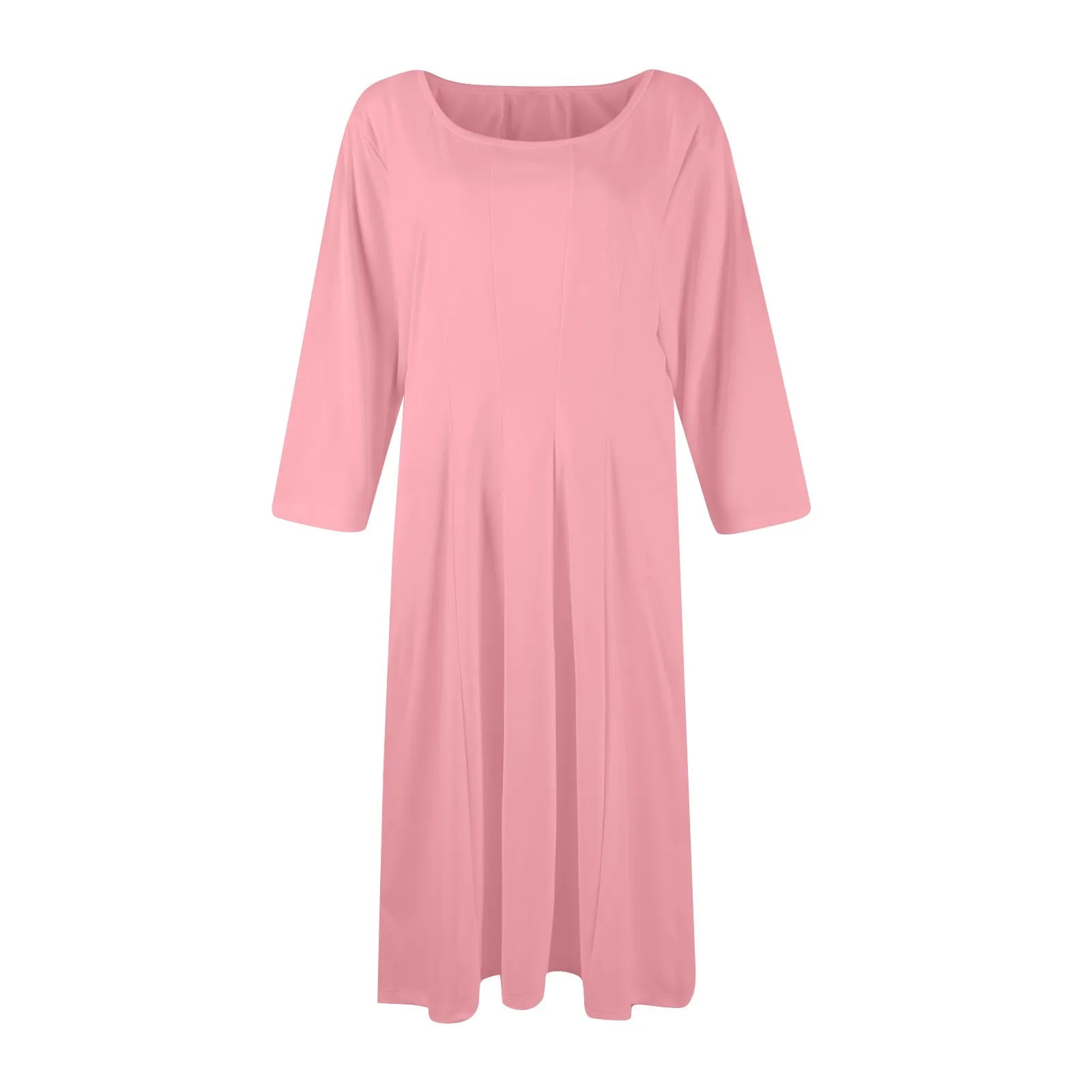 Three Quarter Sleeve Solid Color Dress