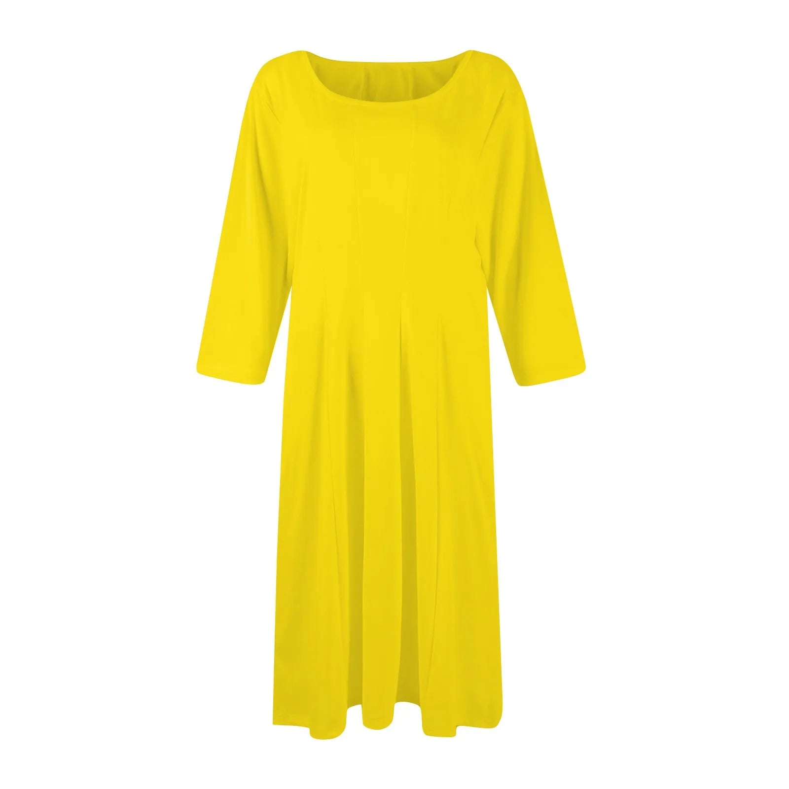 Three Quarter Sleeve Solid Color Dress
