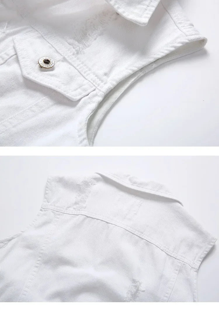 Summer Mens Ripped Denim Vest
