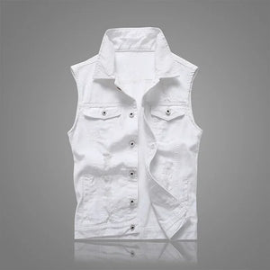 Summer Mens Ripped Denim Vest