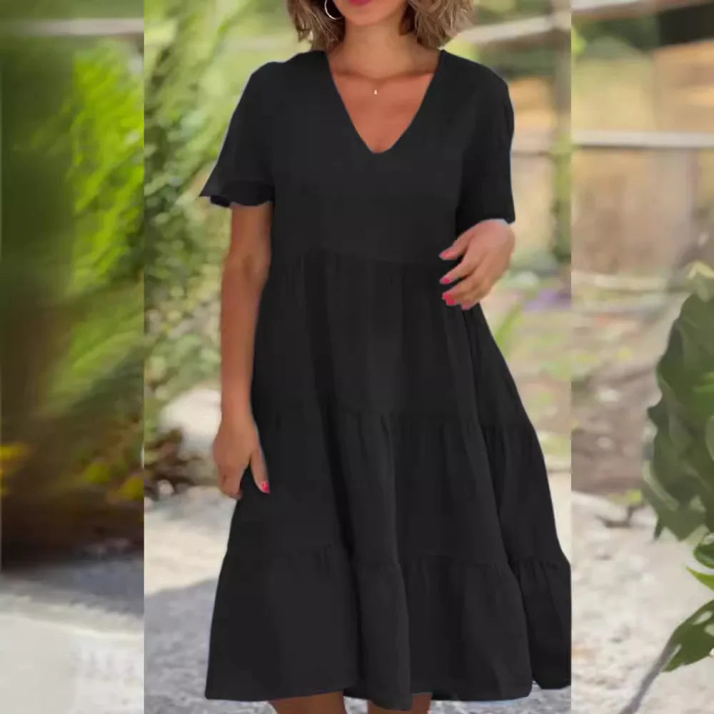 Women V Neck Short Sleeve