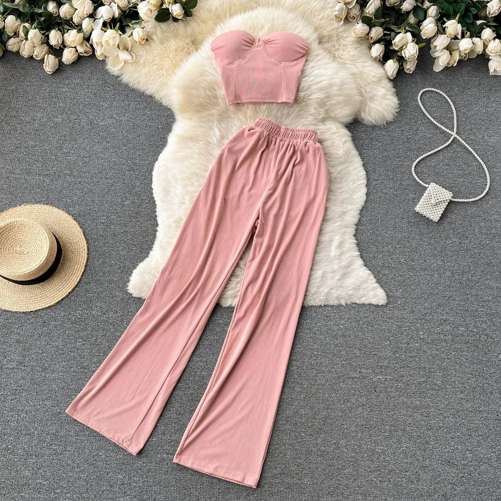 Women Solid Sexy Two Pieces Sets
