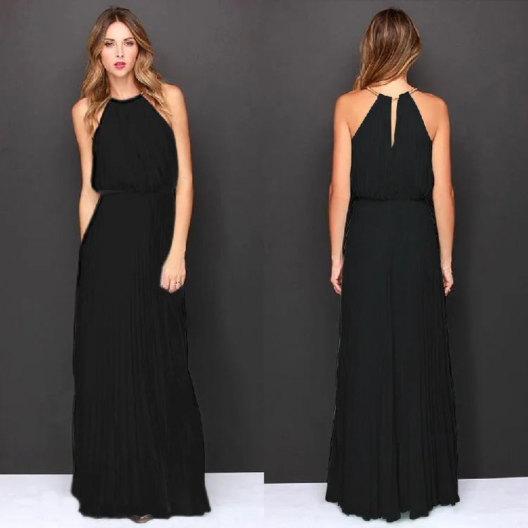 Women's hollow backless pleated skirt