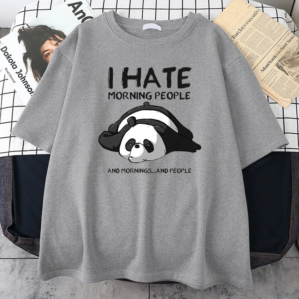 Lazy Panda I Hate Morning People Cartoons Short Sleeve
